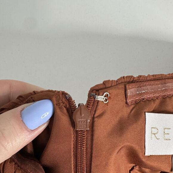 Revelry Kennedy Chiffon Convertible Dress Womens 14 Rust Off Shoulder Bridesmaid - Picture 9 of 14